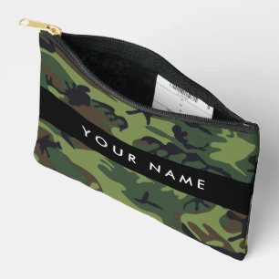Green Camouflage Pattern, Your name, Personalise Accessory Pouch
