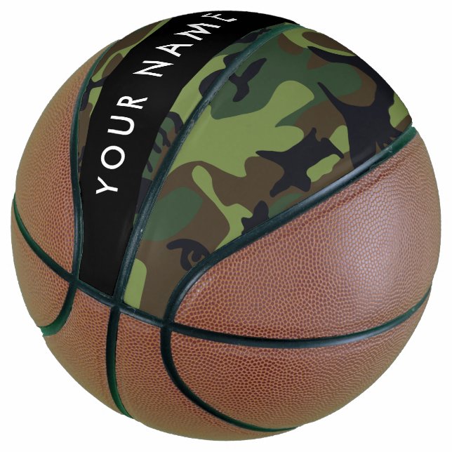Green Camouflage Pattern, Your name, Personalise Basketball (Angled)