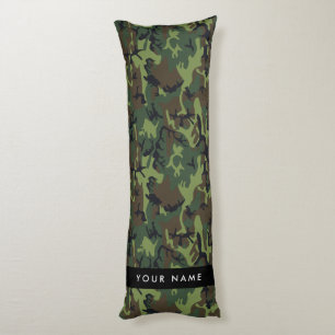 Green Camouflage Pattern, Your name, Personalise Body Cushion