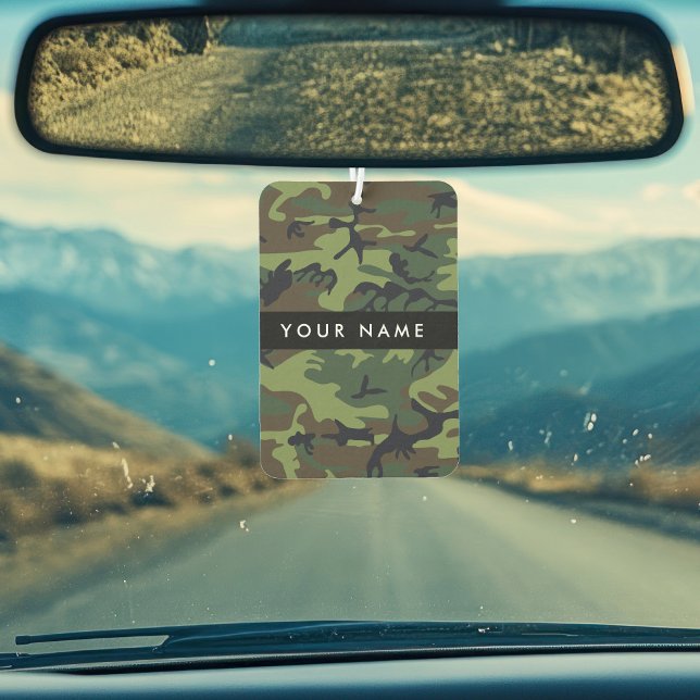 Green Camouflage Pattern, Your name, Personalise Car Air Freshener (Creator Uploaded)