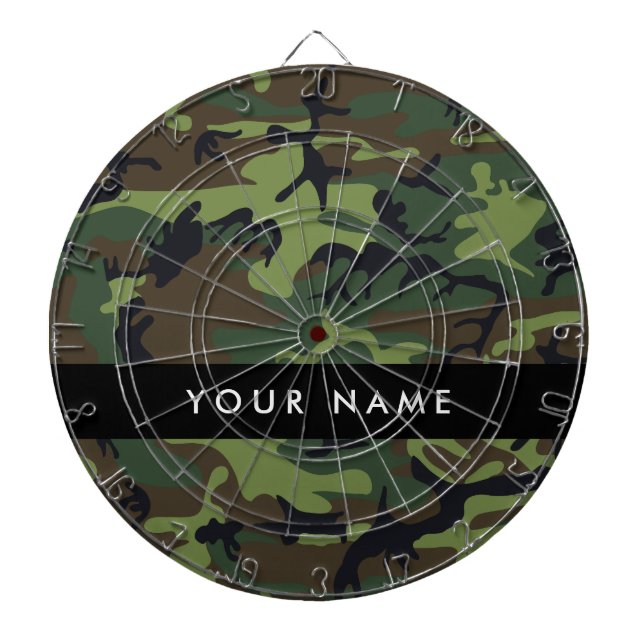 Green Camouflage Pattern, Your name, Personalise Dartboard (Front)