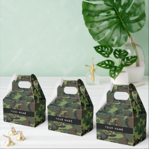 Green Camouflage Pattern, Your name, Personalise Favour Box