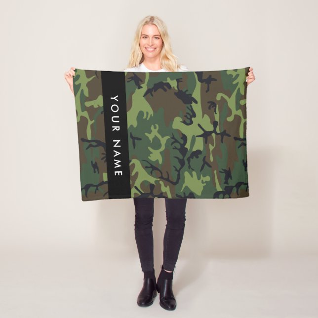 Green Camouflage Pattern, Your name, Personalise Fleece Blanket (In Situ)