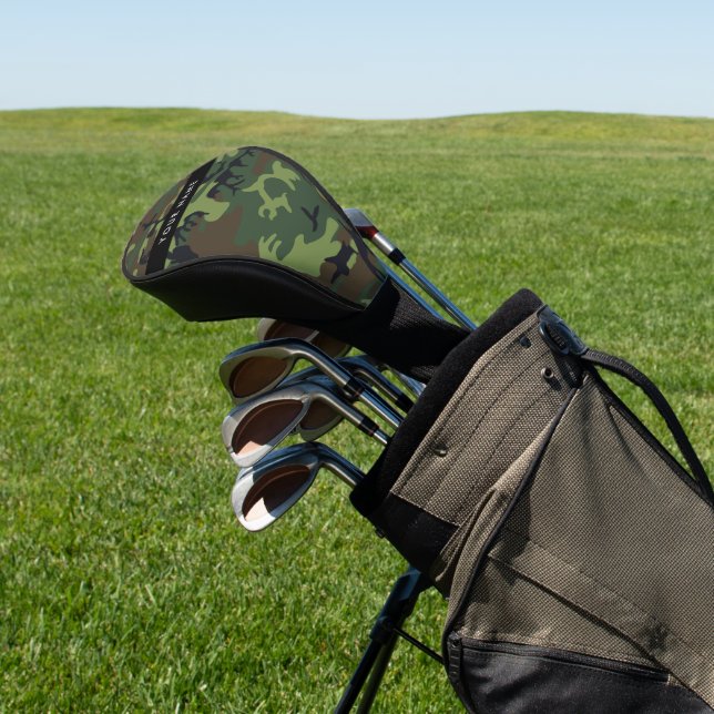 Green Camouflage Pattern, Your name, Personalise Golf Head Cover (In Situ)