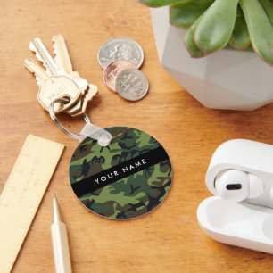 Green Camouflage Pattern, Your name, Personalise Key Ring