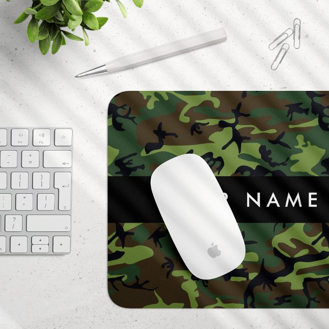 Green Camouflage Pattern, Your name, Personalise Mouse Mat (Creator Uploaded)