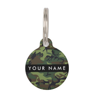 Green Camouflage Pattern, Your name, Personalise Pet Tag