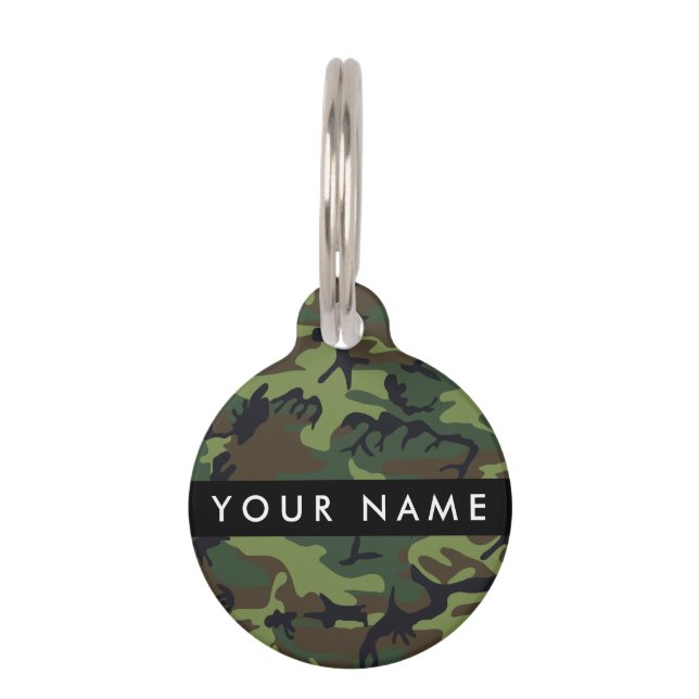Green Camouflage Pattern, Your name, Personalise Pet Tag (Front)