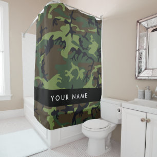 Green Camouflage Pattern, Your name, Personalise Shower Curtain