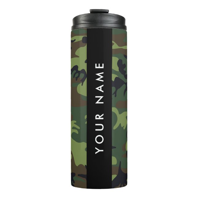 Green Camouflage Pattern, Your name, Personalise Thermal Tumbler (Front)