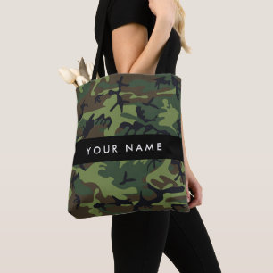 Green Camouflage Pattern, Your name, Personalise Tote Bag