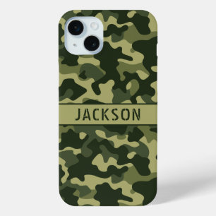 Green Camouflage Personalised iPhone 15 Mini Case