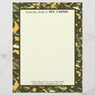 Green Camouflage Personalised Letterhead