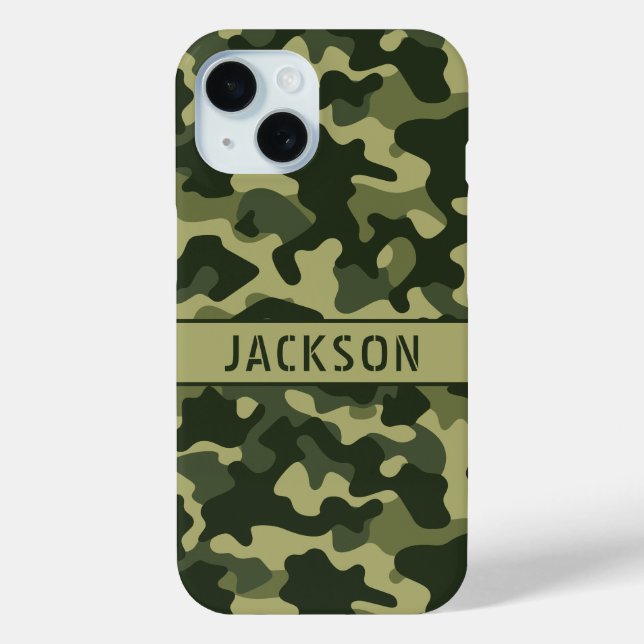 Green Camouflage Personalized Case-Mate iPhone Case (Back)