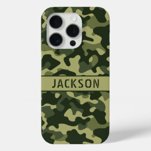 Green Camouflage Personalized iPhone 15 Pro Case