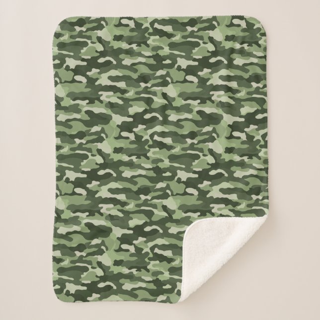Green Camouflage Sherpa Blanket (Front)