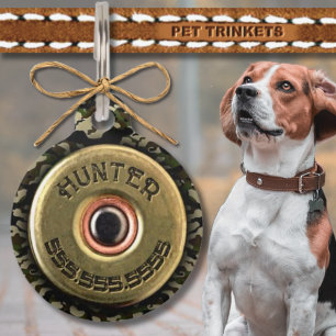 Green Camouflage Shotgun Shell Hunting Pet Tag