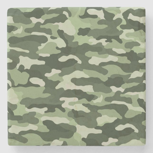 Green Camouflage Stone Coaster (Front)