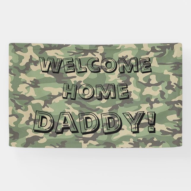Green Camouflage Welcome Home Banner Personalised (Horizontal)