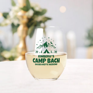 Green Camp Bachelorette Nature Stemless Wine Glass