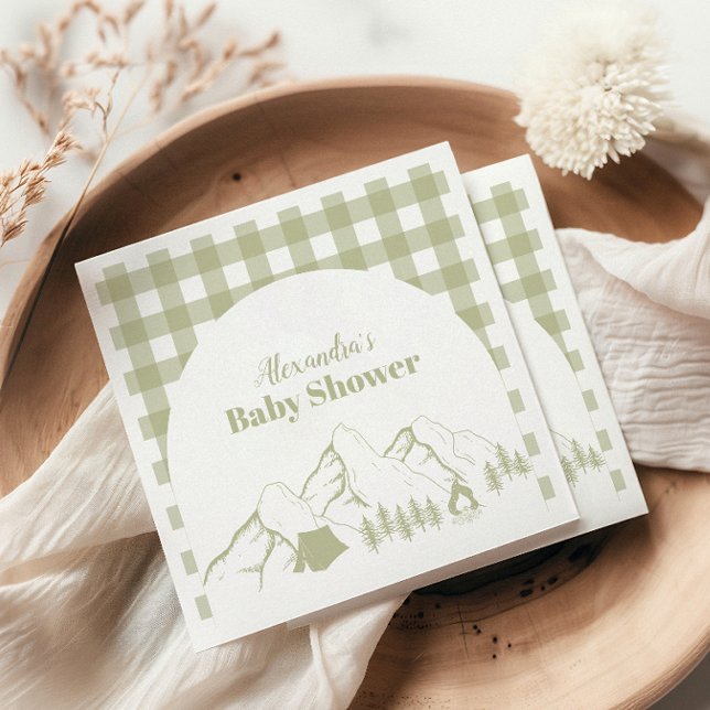 Green Camping Baby Shower Napkin (Creator Uploaded)