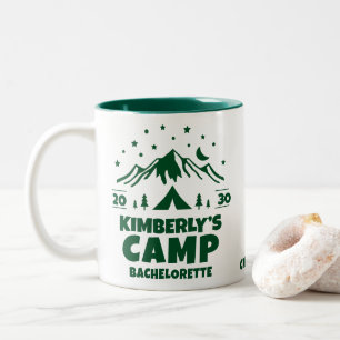 Green Camping Bachelorette Party  Two-Tone Coffee Mug