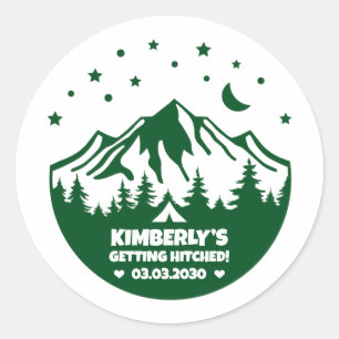 Green Camping Themed Bachelorette Party Classic Round Sticker