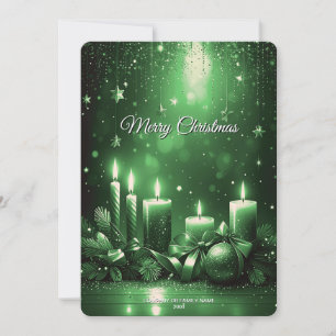 Green Candles Christmas Holiday Card
