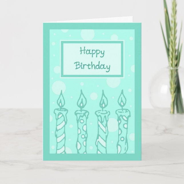 Green Candles Happy Birthday Card (Front)
