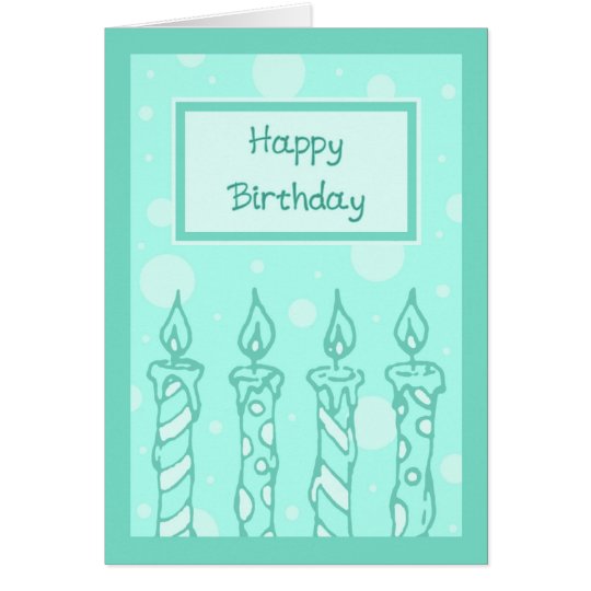 Green Candles Happy Birthday Card