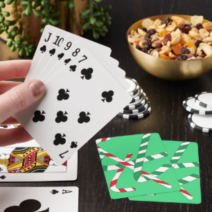 Green Candy Cane Scene Playing Cards