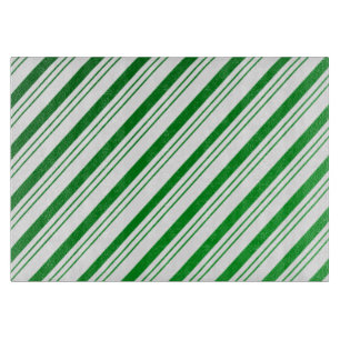 Green Candy Cane Stripes Cutting Board