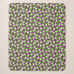 Green Candy Corn on Purple Halloween Sherpa Blanket