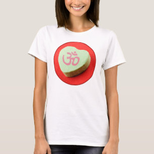 Green Candy Heart with Om Symbol T-Shirt