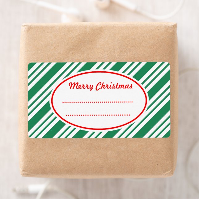 Green Candy Striped Christmas Labels (Insitu)