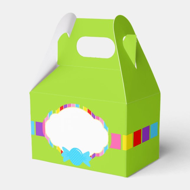 Green Candyland Inspired Sweet Treat Favour Boxes (Front Side)