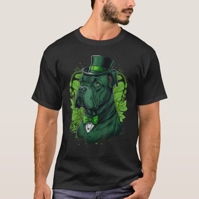 Green Cane Corso shamrock on St Patricks Day Cane  T-Shirt (Front)