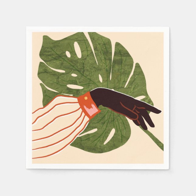 Green Canvas, Red Accent Napkin (Front)