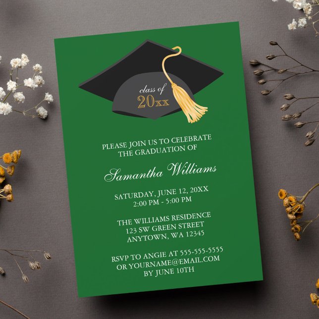 Green Cap and Tassel Graduation Announcement (Creator Uploaded)