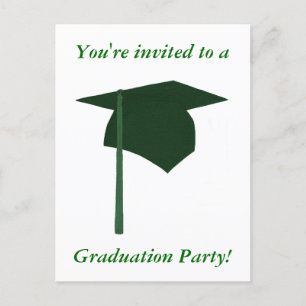 Green Cap Graduation Party Invitation Postcards