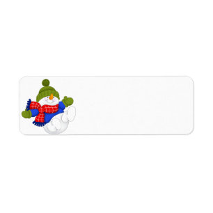 Green Cap Snowman Return Address Label