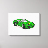 Green car racing cartoon - Choose background colo