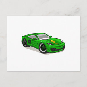 Green car racing cartoon  - Choose background colo Postcard