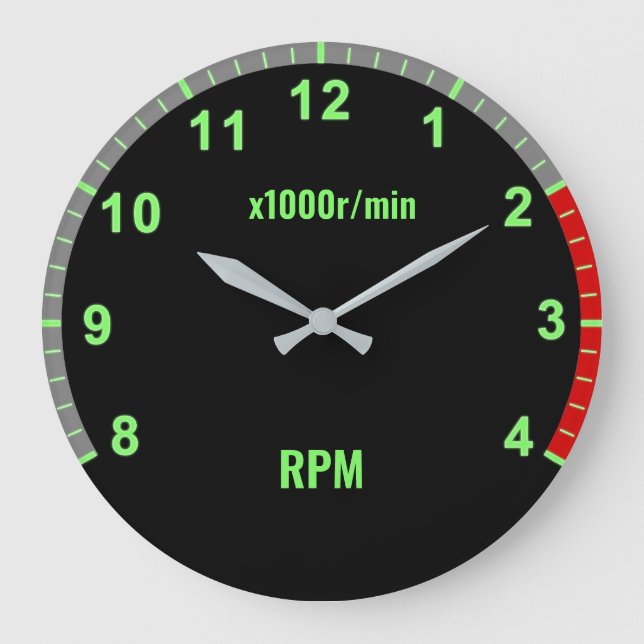 Green Car Tachometer Clock Auto Mechanic Garage (Front)