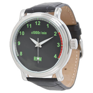 Green Car Tachometer Watch Mechanic Wristwatch