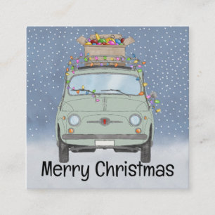 Green car with Christmas gifts   Holiday Card