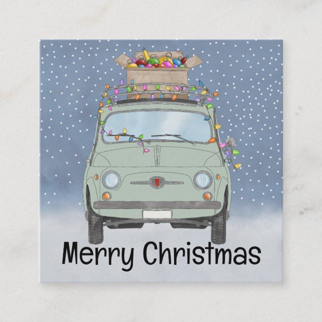 Green car with Christmas gifts   Holiday Card (Front)