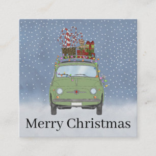 Green car with Christmas gifts   Holiday Card