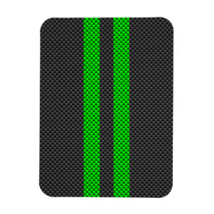 Green Carbon Fiber Style Racing Stripes Magnet