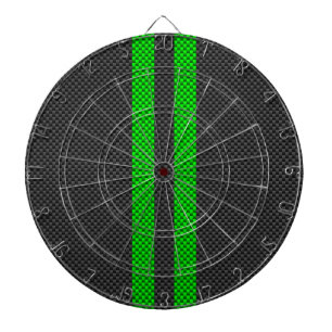 Green Carbon Fibre Style Racing Stripes Dartboard